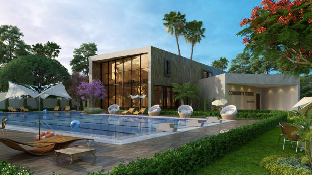 luxury community centre 3d illustration luxury community centre 3d illustration